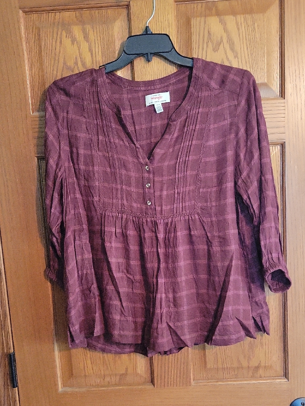 Wrangler Plum Plaid Peasant Tunic